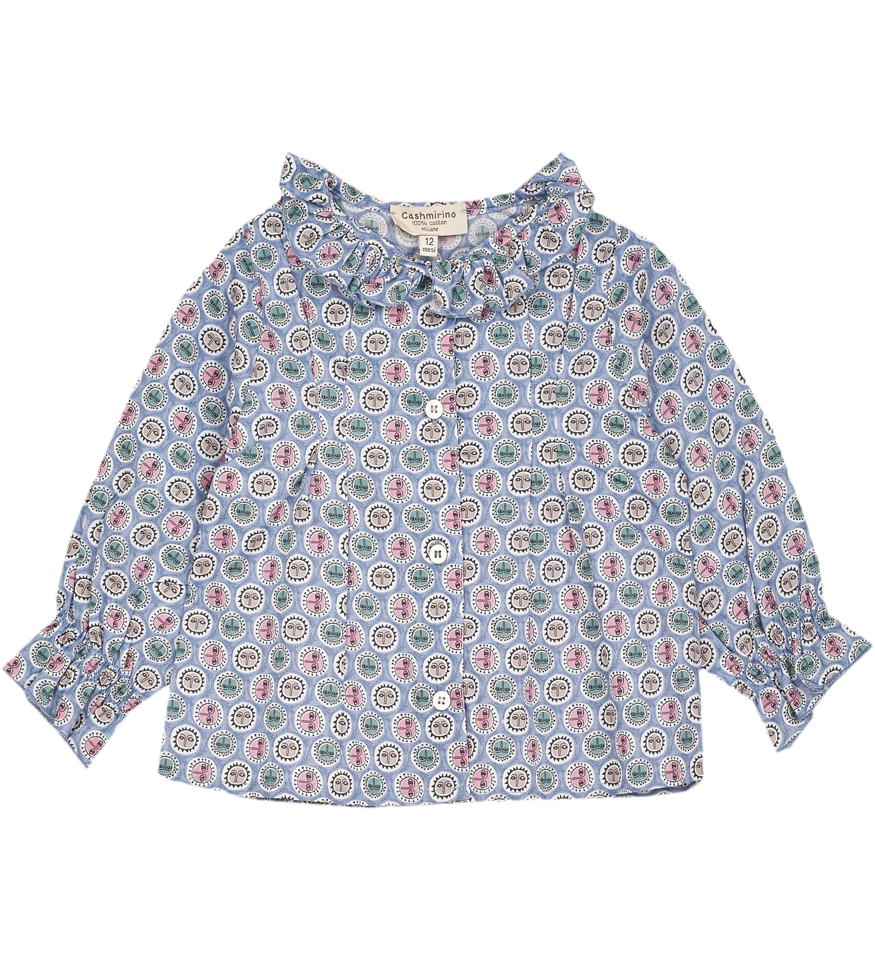 Baby Girl - Callie 100% Cotton Blouse with Pleats and Ruffle Collar
