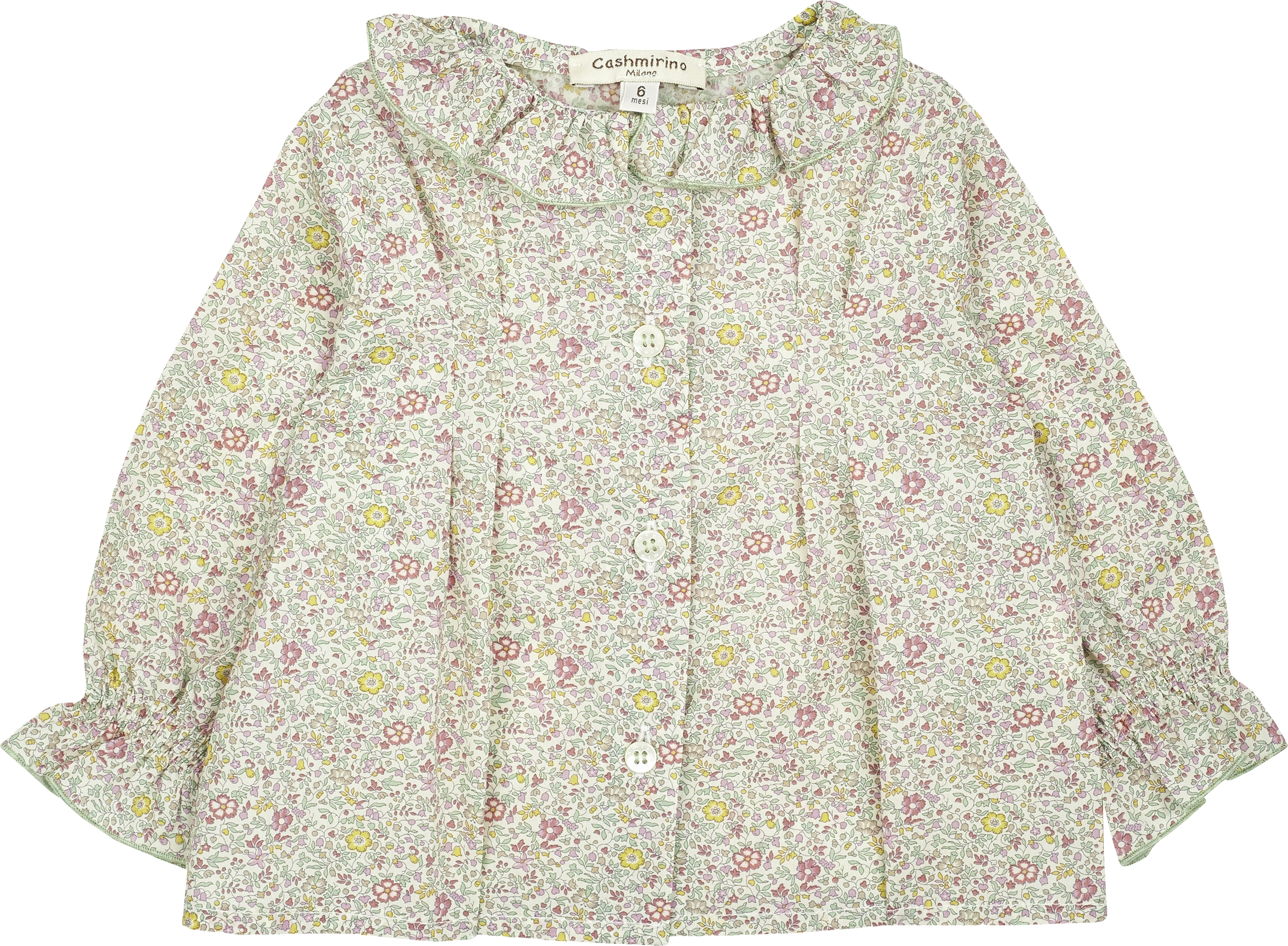 Baby Girl - Callie 100% Cotton Blouse with Pleats and Ruffle Collar