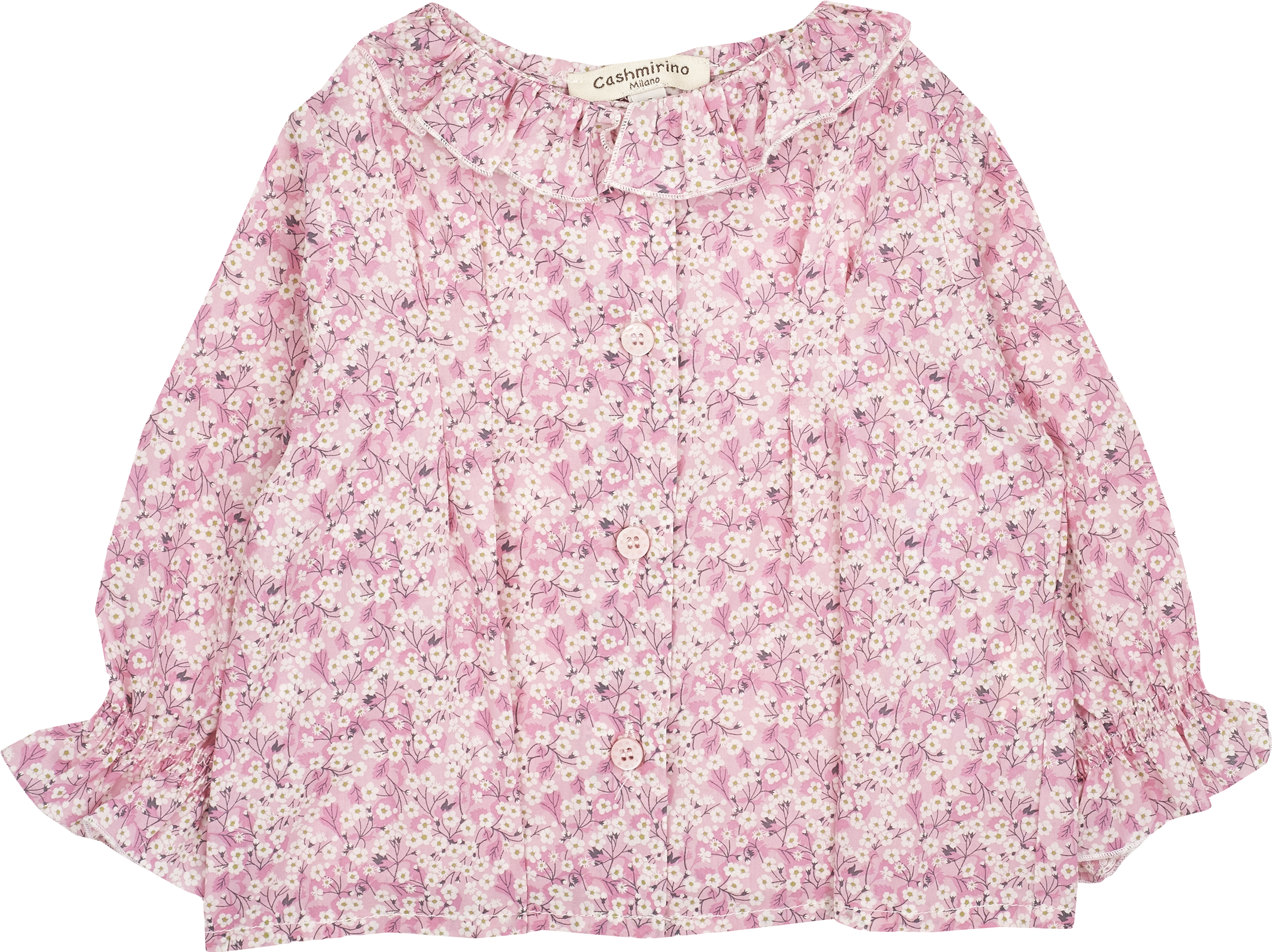 Baby Girl - Callie 100% Cotton Blouse with Pleats and Ruffle Collar