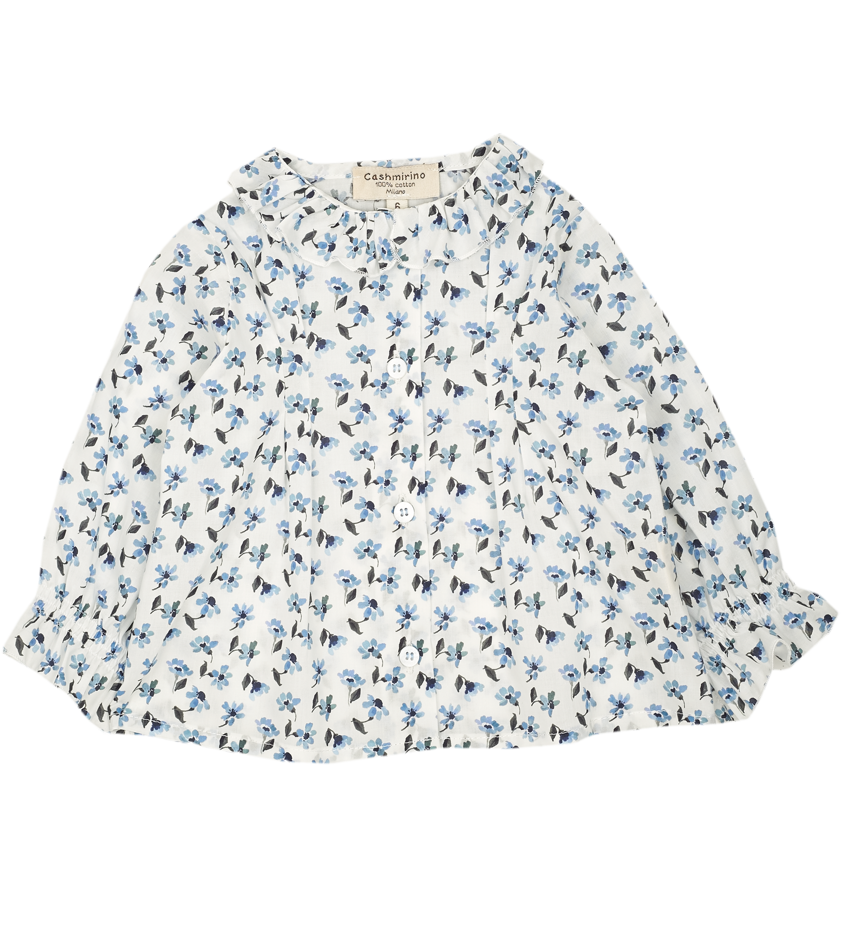 Baby Girl - Callie 100% Cotton Blouse with Pleats and Ruffle Collar