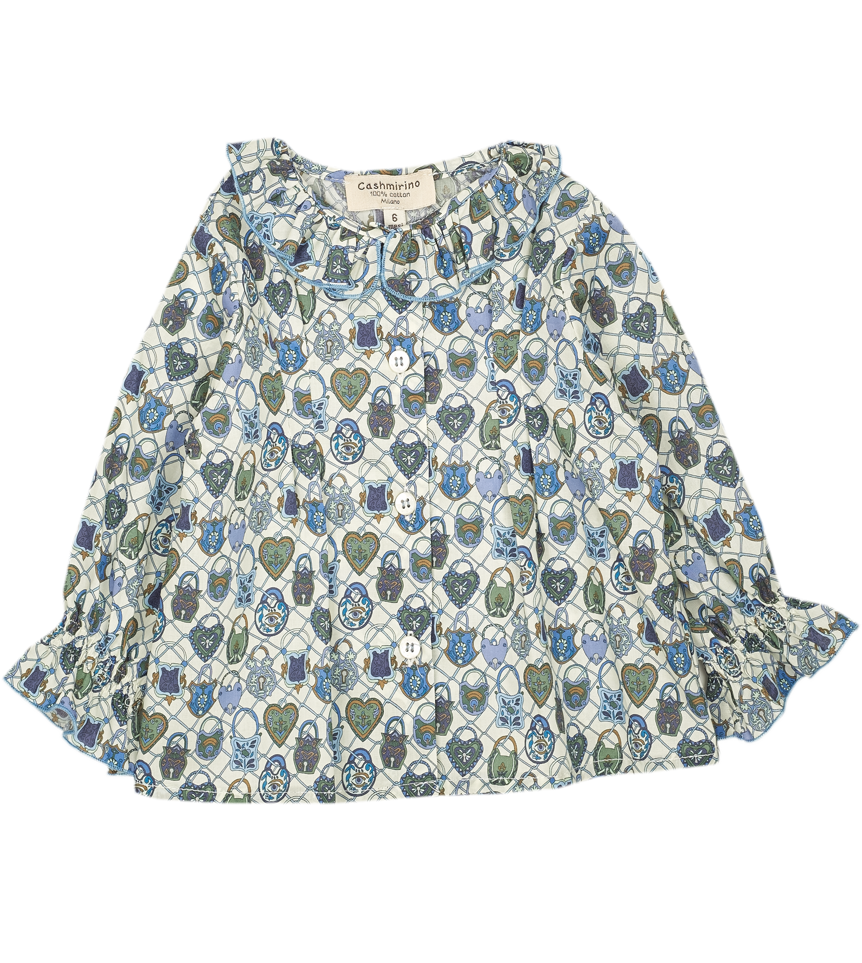 Baby Girl - Callie 100% Cotton Blouse with Pleats and Ruffle Collar