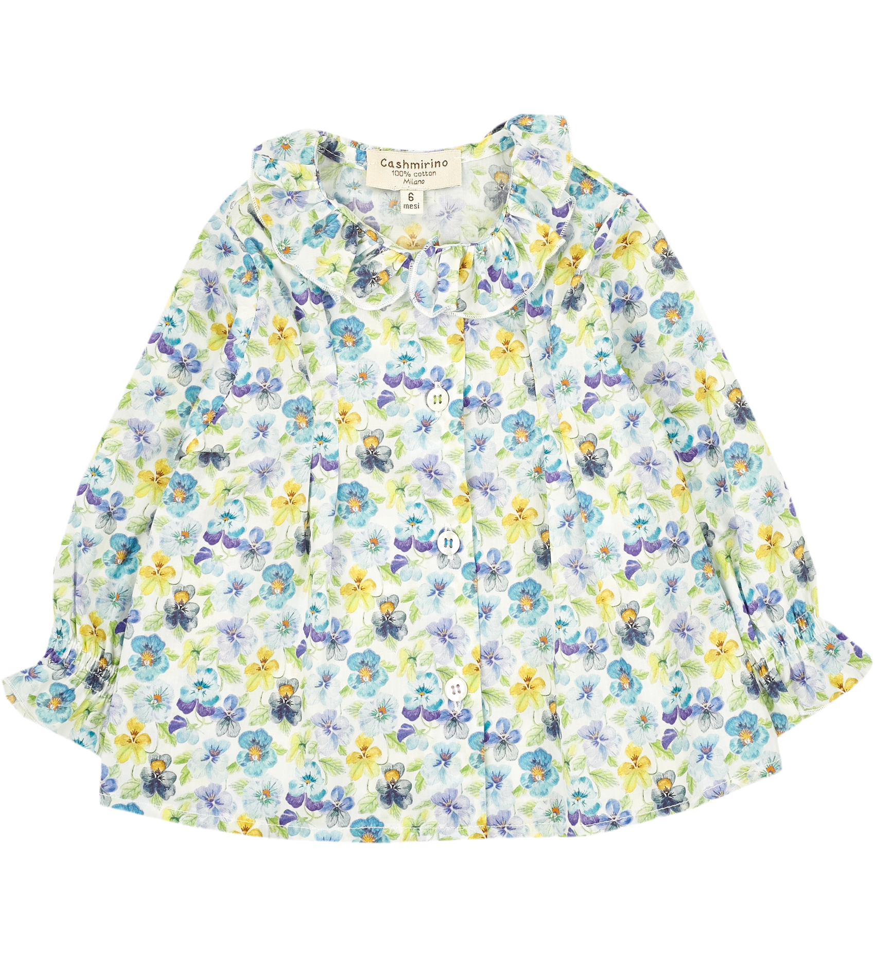 Baby Girl - Callie 100% Cotton Blouse with Pleats and Ruffle Collar