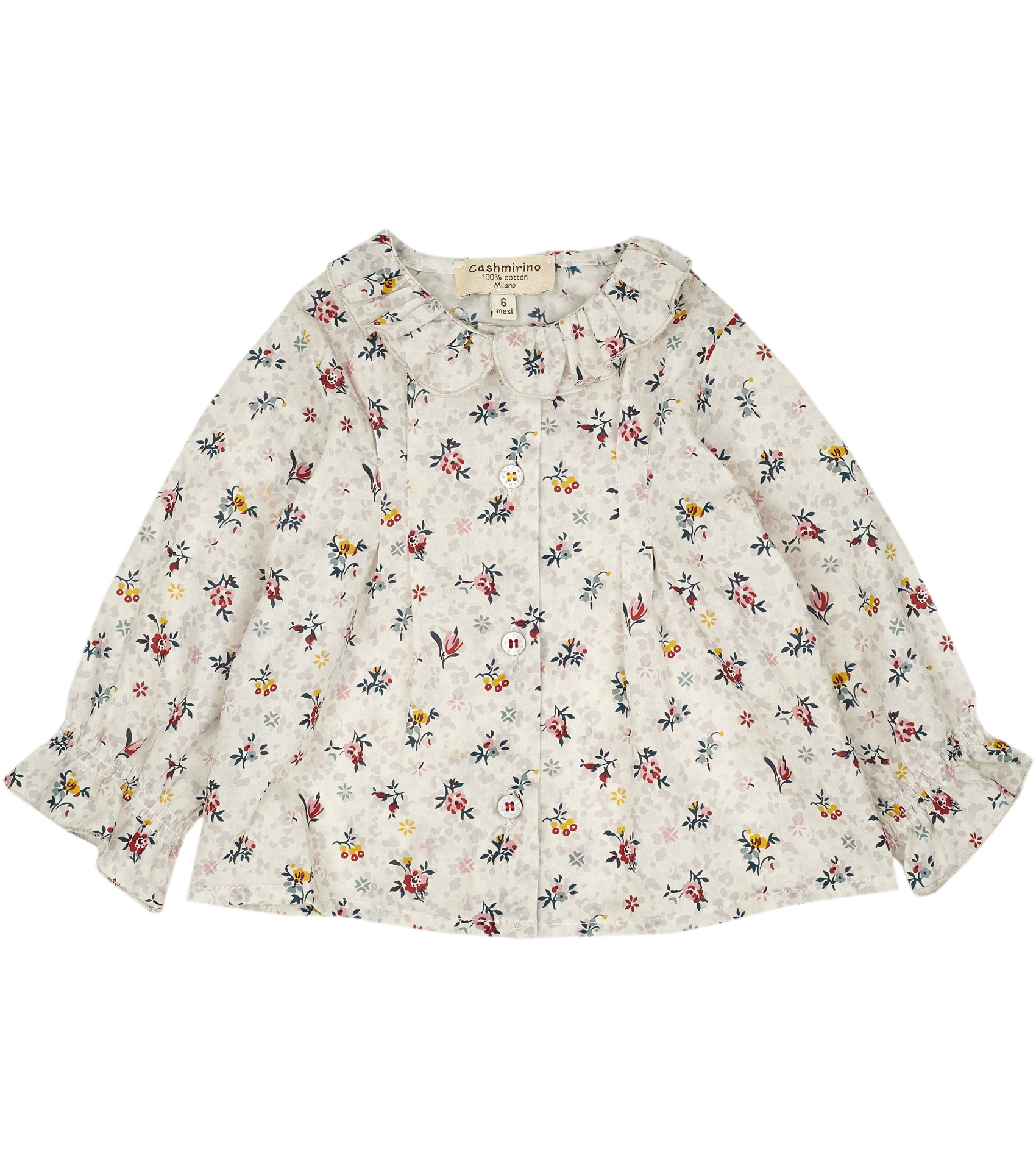Baby Girl - Callie 100% Cotton Blouse with Pleats and Ruffle Collar
