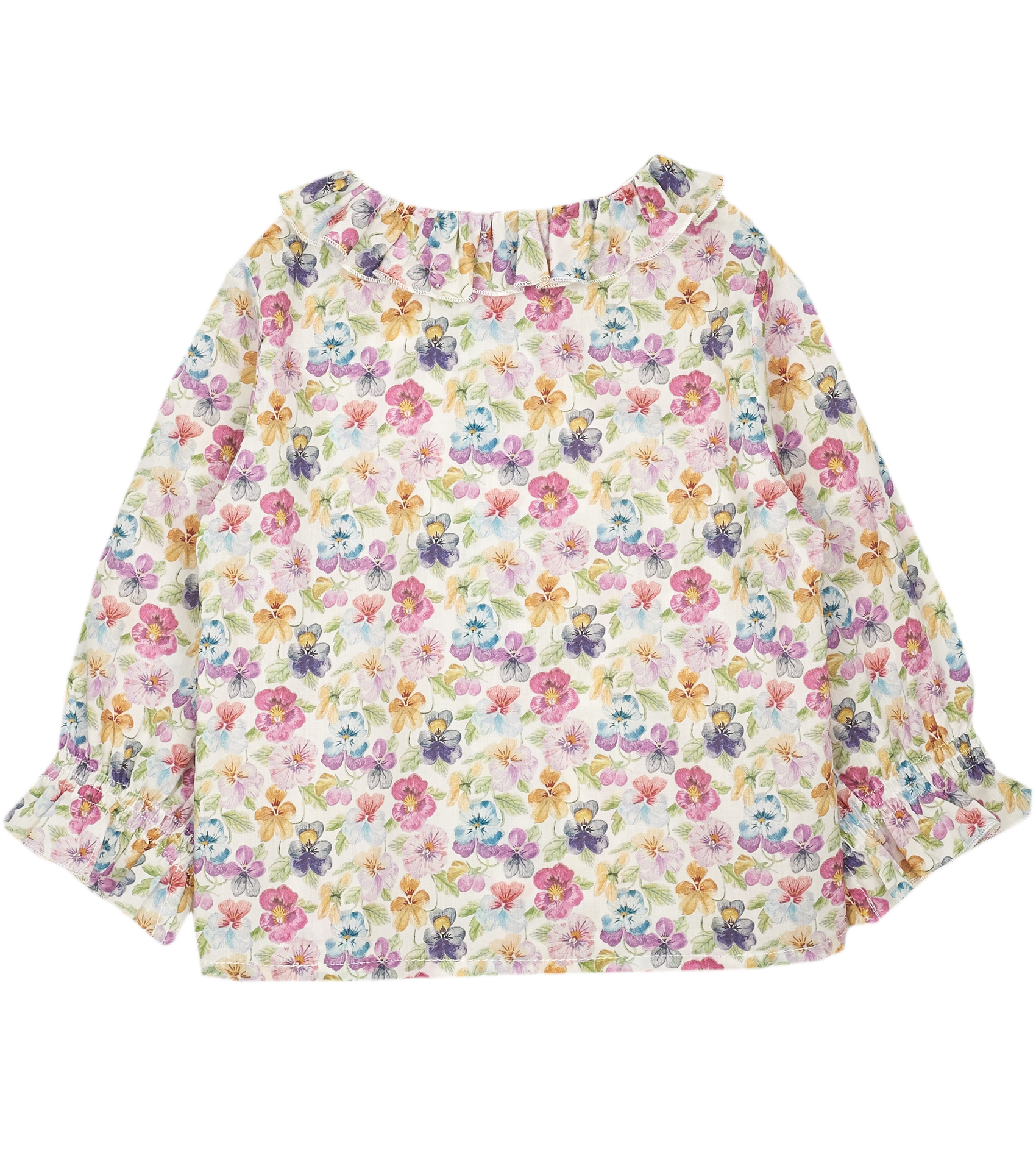Baby Girl - Callie 100% Cotton Blouse with Pleats and Ruffle Collar