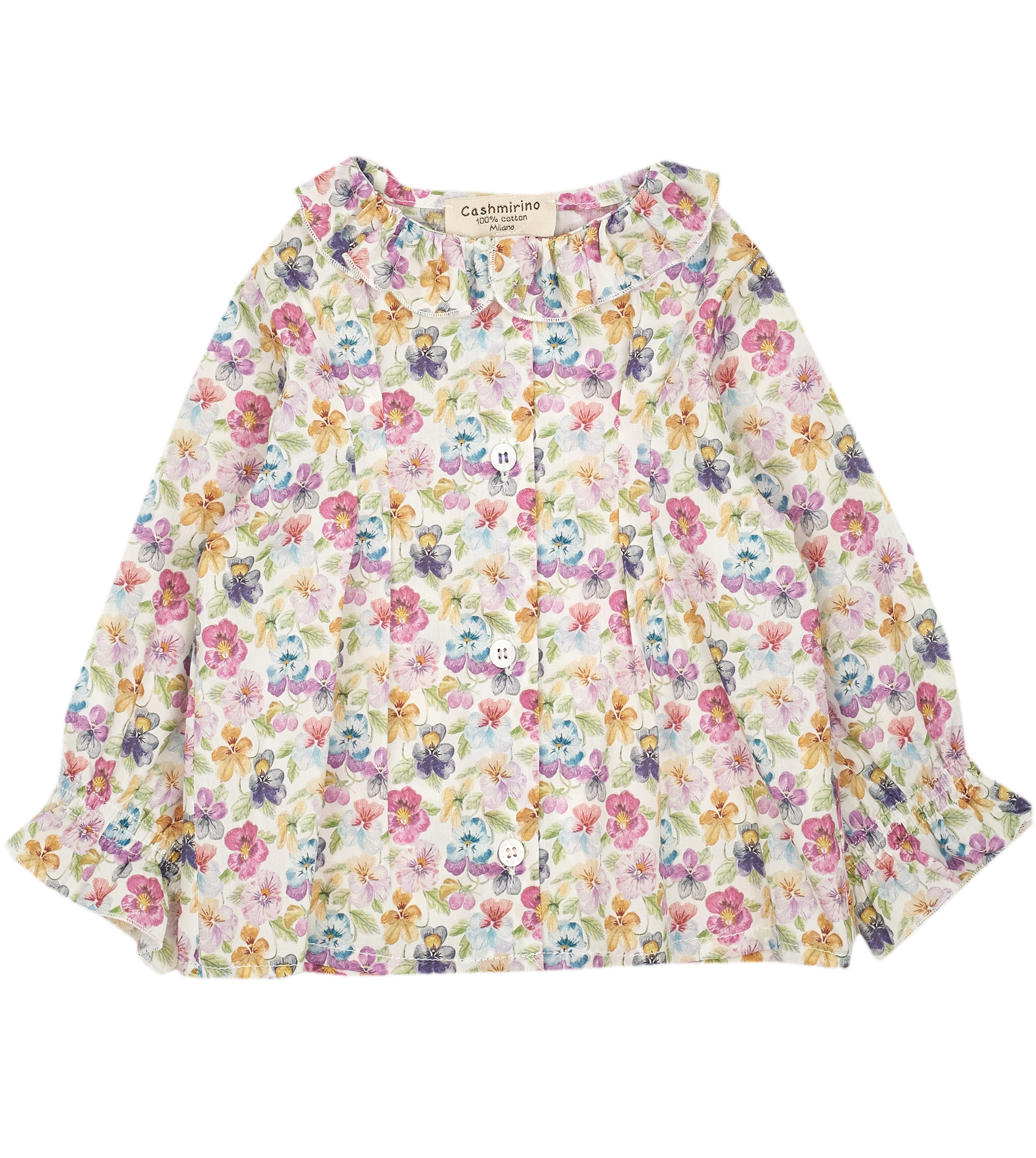 Baby Girl - Callie 100% Cotton Blouse with Pleats and Ruffle Collar
