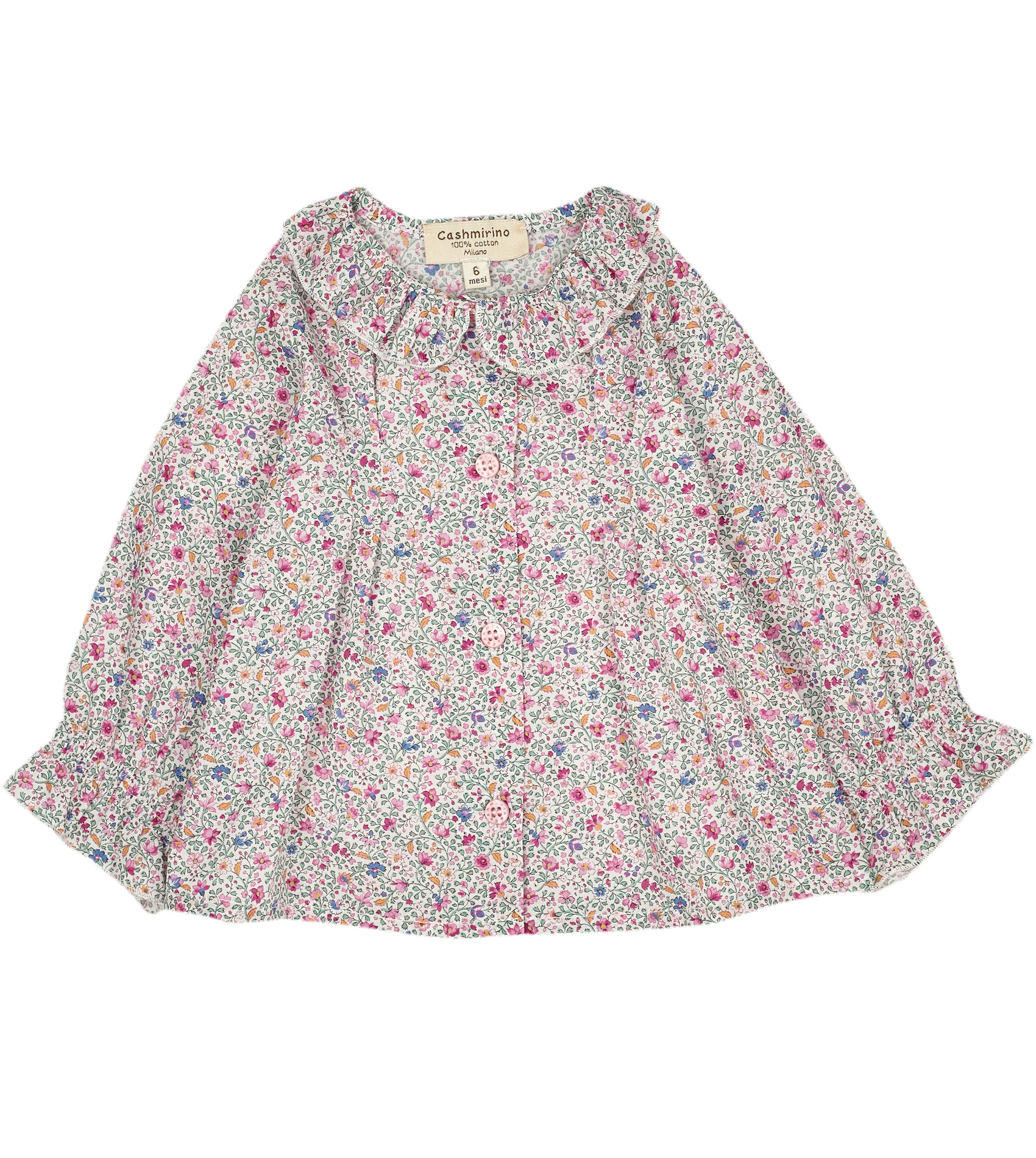 Baby Girl - Callie 100% Cotton Blouse with Pleats and Ruffle Collar