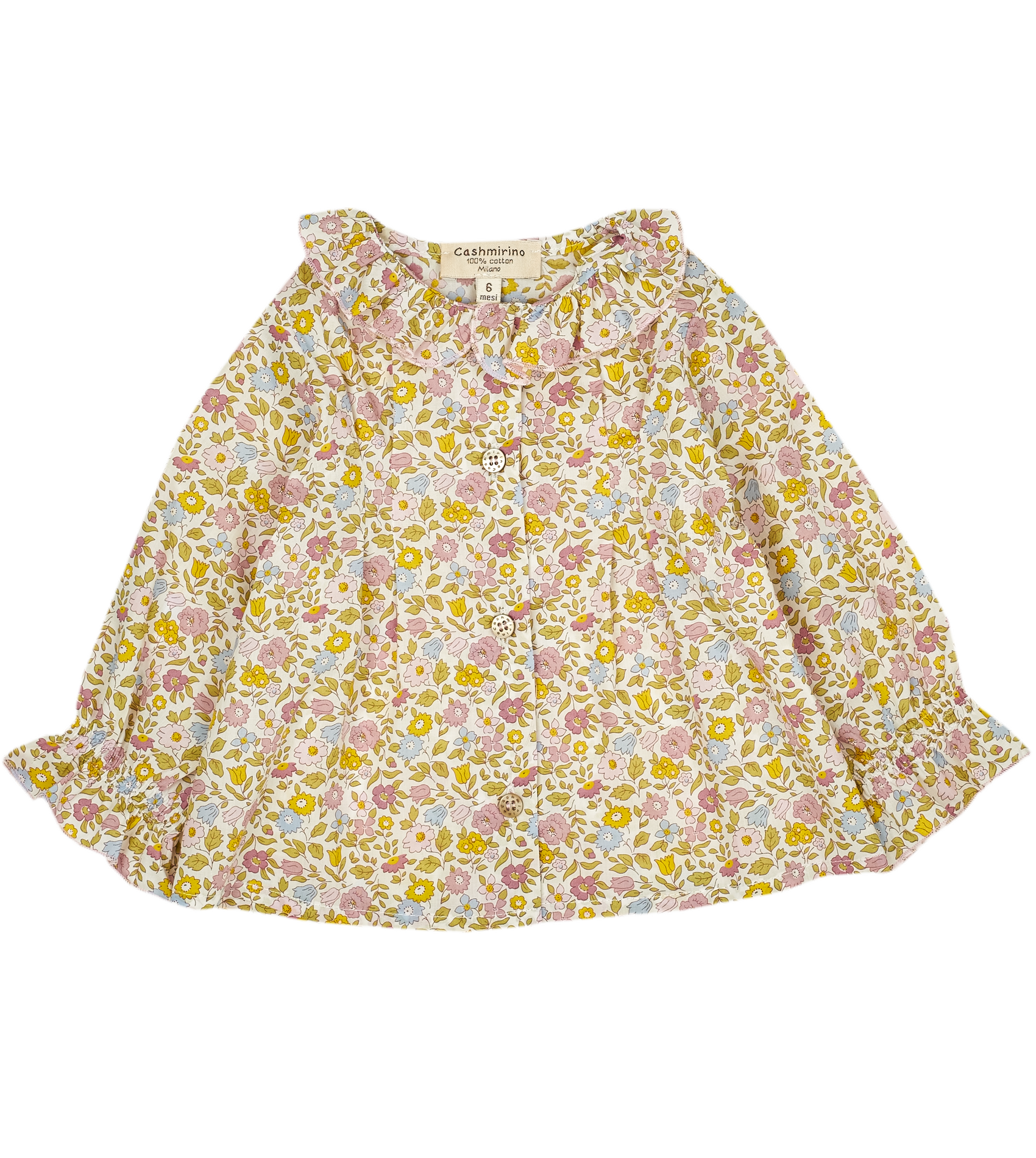 Baby Girl - Callie 100% Cotton Blouse with Pleats and Ruffle Collar