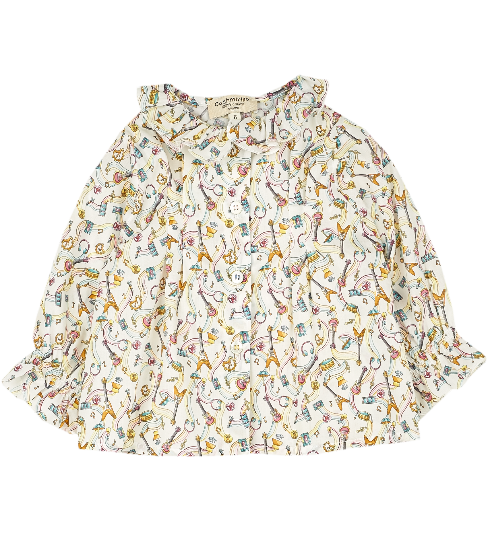 Baby Girl - Callie 100% Cotton Blouse with Pleats and Ruffle Collar