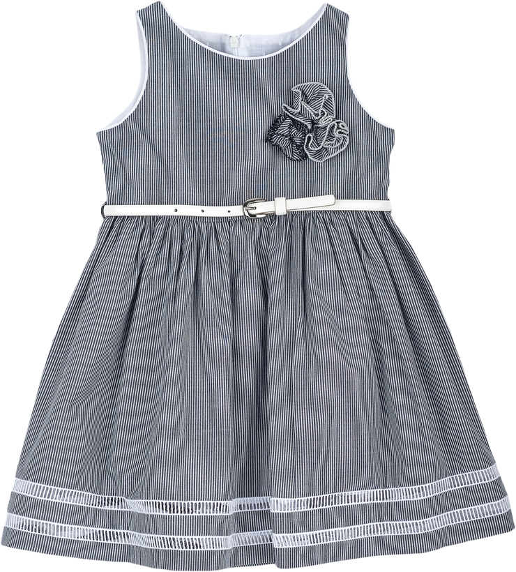 Girl - 100% Cotton Dress With Posey