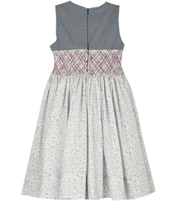 Girl - Cristina Hand Embroidered 100% Cotton Smocked Knee Length Dress
