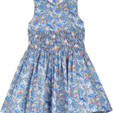 Girl - Hannah Hand Embroidered 100% Cotton Smocked Dress In Bloomage Print