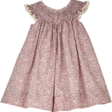 Baby Girl - Sara Hand Embroidered 100% Cotton Smocked Dress In Floating Flower Print