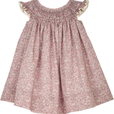 Baby Girl - Sara Hand Embroidered 100% Cotton Smocked Dress In Floating Flower Print