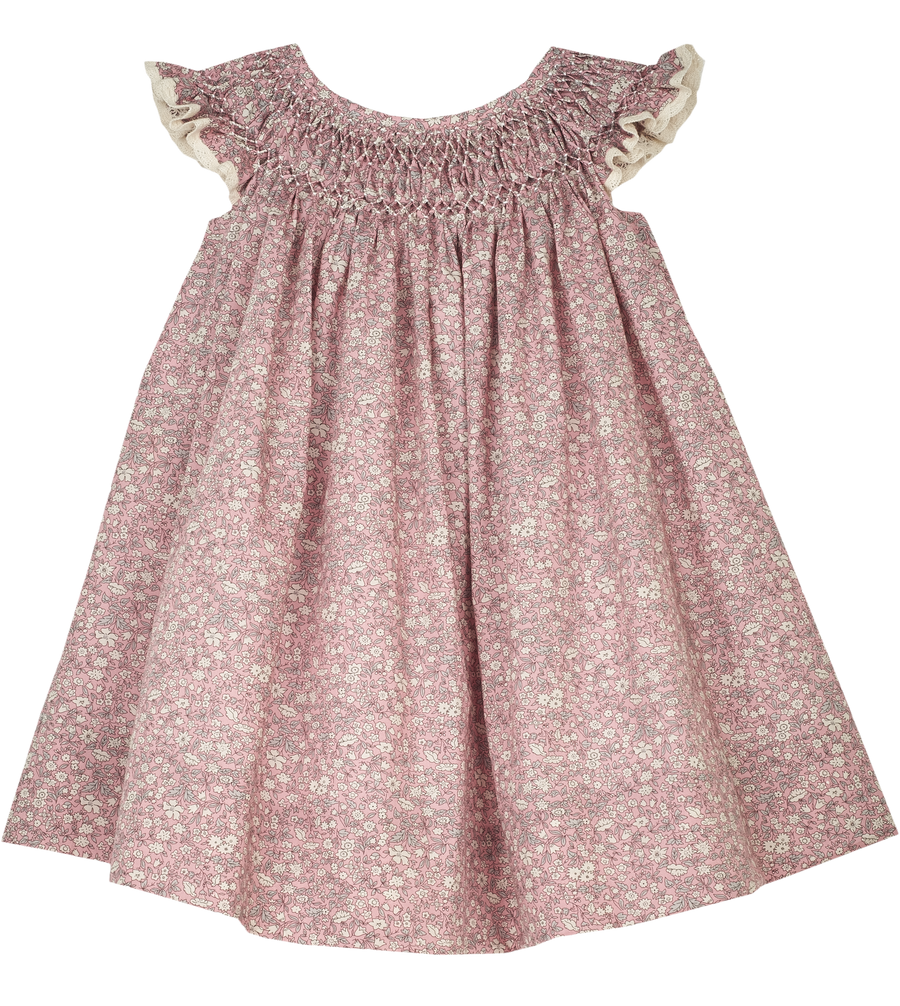 Baby Girl Sara Hand Embroidered 100 Cotton Smocked Dress In