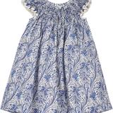 Baby Girl - Sara Hand Embroidered 100% Cotton Smocked Dress In Floating Flower Print