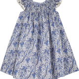 Baby Girl - Sara Hand Embroidered 100% Cotton Smocked Dress In Floating Flower Print