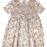Jane baby girls' Liberty Safari Yellow Stamp smocked cotton dress