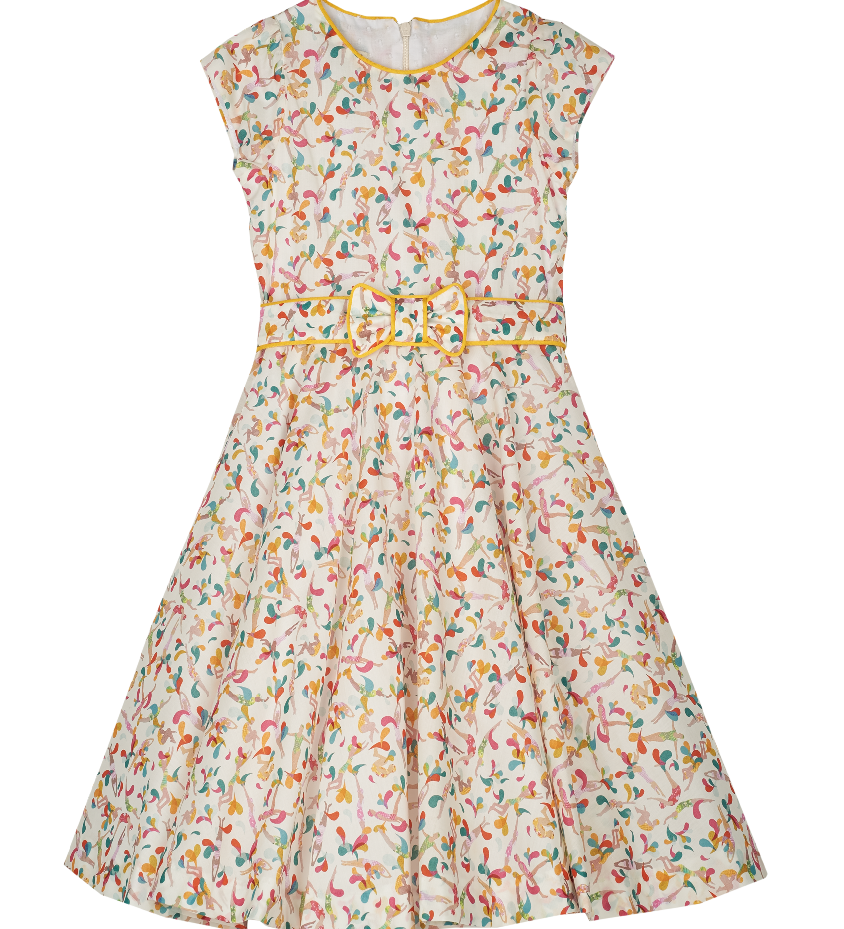 Girl -Serena 100% Cotton Belted Dress in Swimmers Print