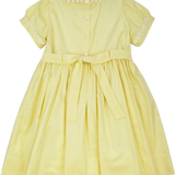 Girl - Lisa Hand Embroidered 100% Cotton Smocked Dress with Lace Floral Trimming