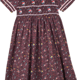 Girl - Alexia Hand Embroidered 100% Cotton Smocked Dress In Blooming Print