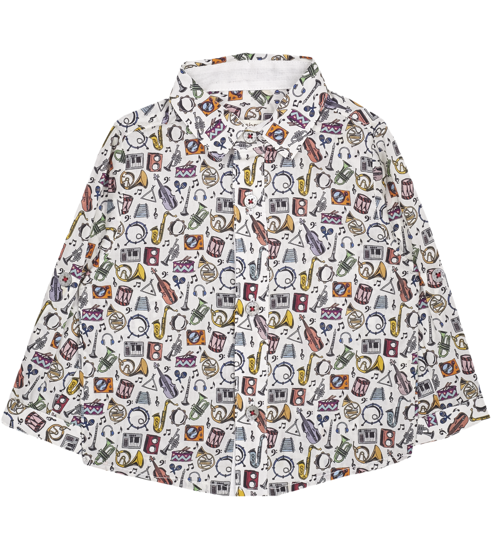 Baby Boy - Oliver 100% Cotton Classic Collar Shirt With Gala Prints