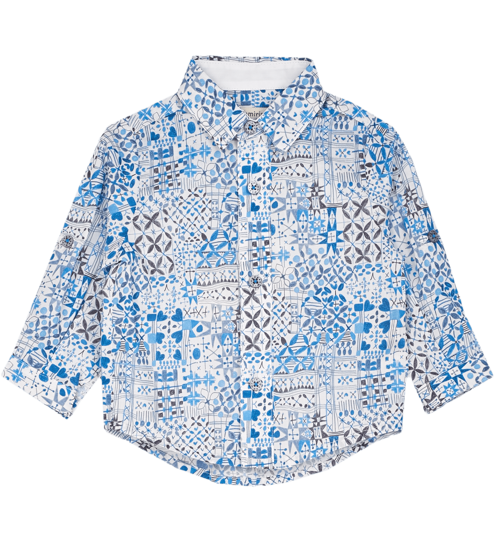 Baby Boy - Oliver 100% Cotton Classic Shirt with Geometrical Pattern
