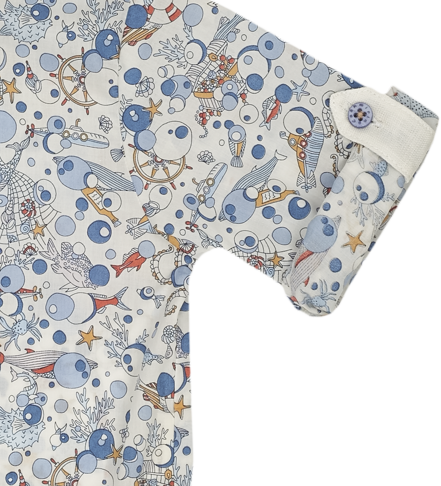 Baby Boy - Oliver 100% Cotton Classic Collar Shirt With Sea Prints
