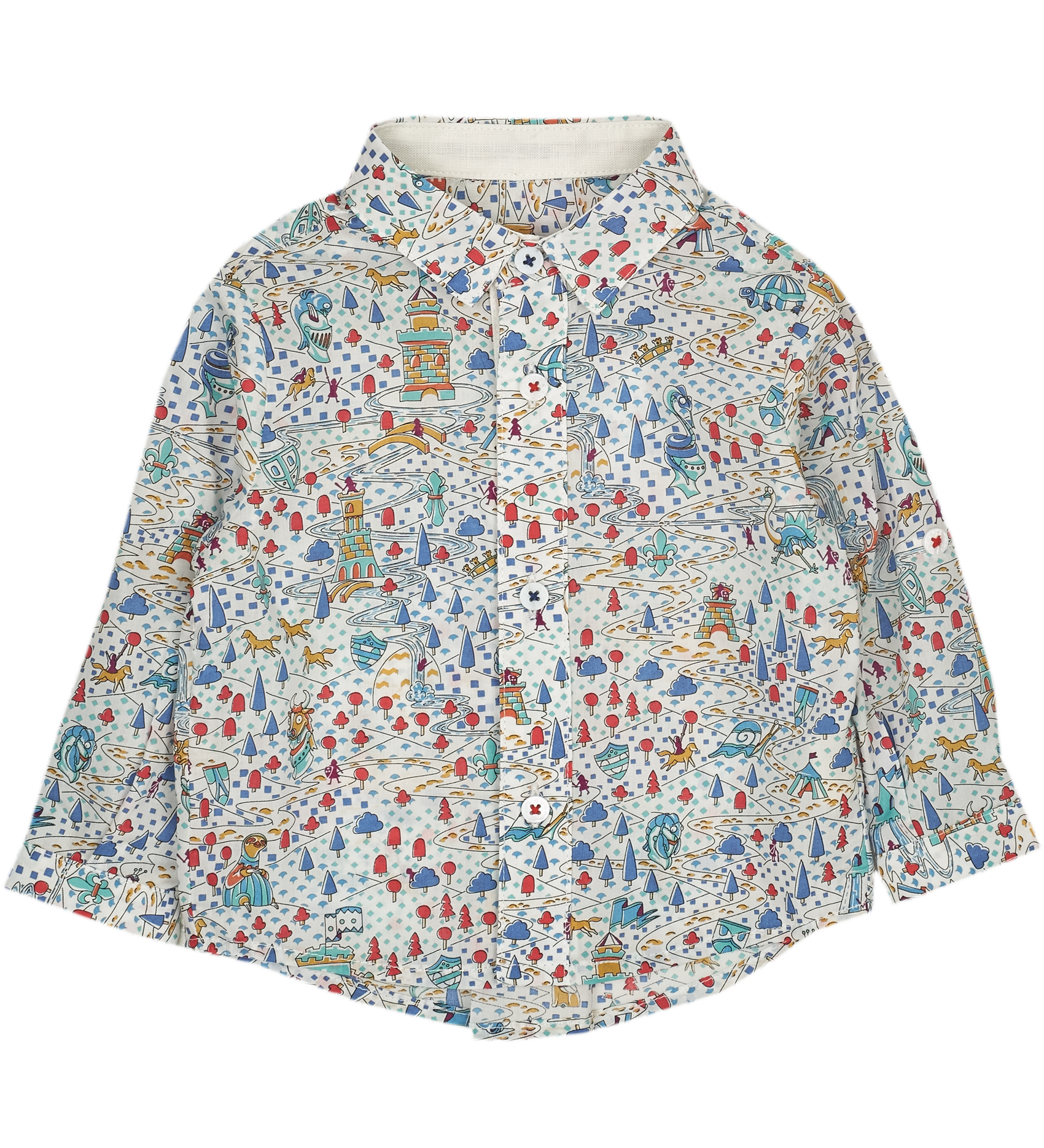 Baby Boy - Oliver 100% Cotton Classic Collar Shirt With Playtime Prints