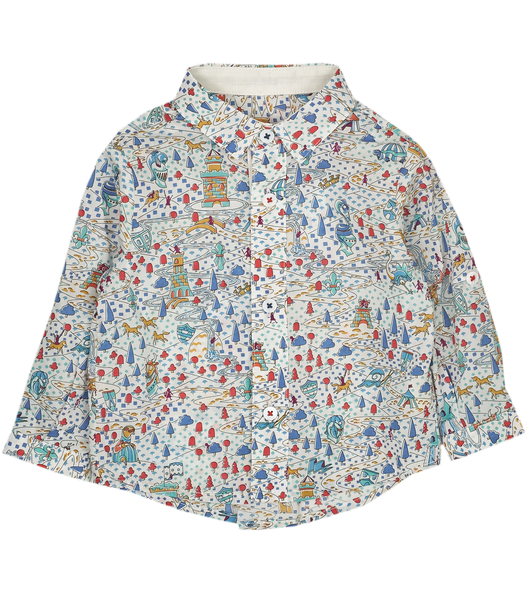 Baby Boy - Oliver 100% Cotton Classic Collar Shirt With Playtime Prints