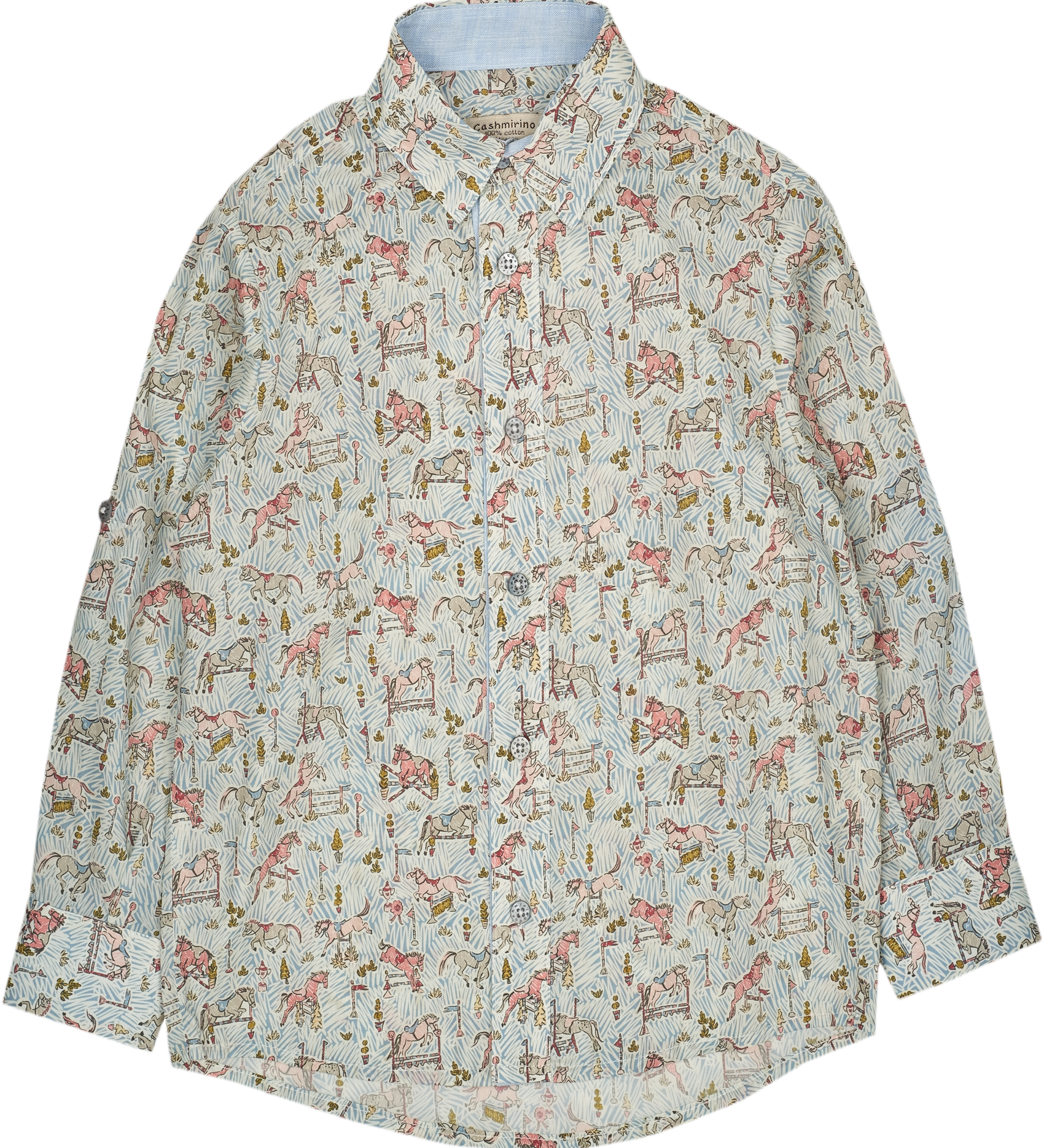 Boy - Oliver 100% Cotton Classic Collar Shirt With Animal Prints