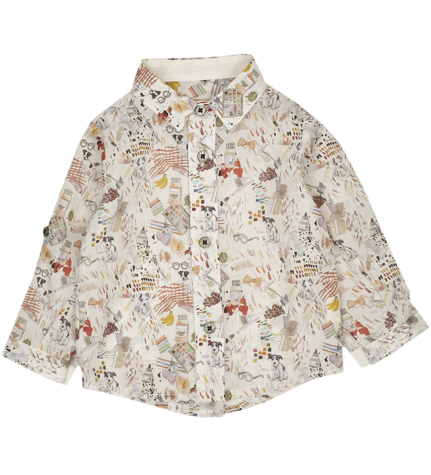 Baby Boy - Oliver 100% Cotton Classic Collar Shirt With Playtime Prints