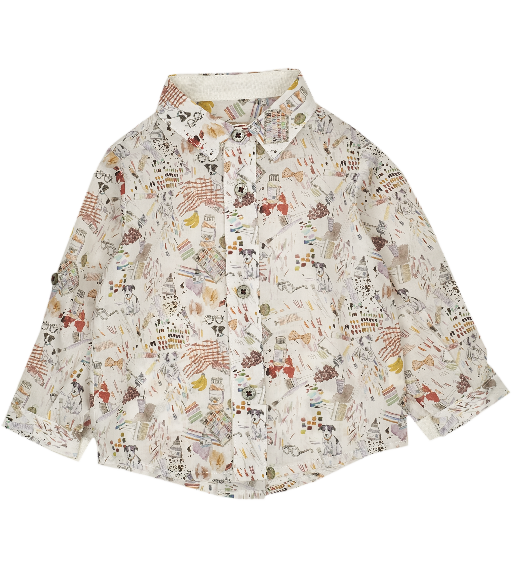 Baby Boy - Oliver 100% Cotton Classic Collar Shirt With Playtime Prints