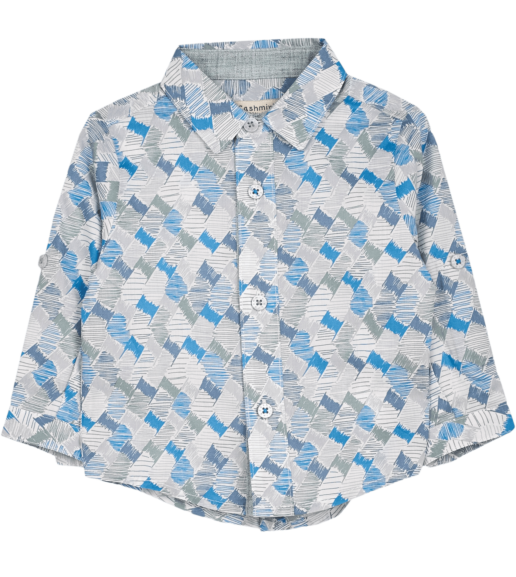 Baby Boy - Oliver 100% Cotton Classic Shirt with Geometrical Pattern