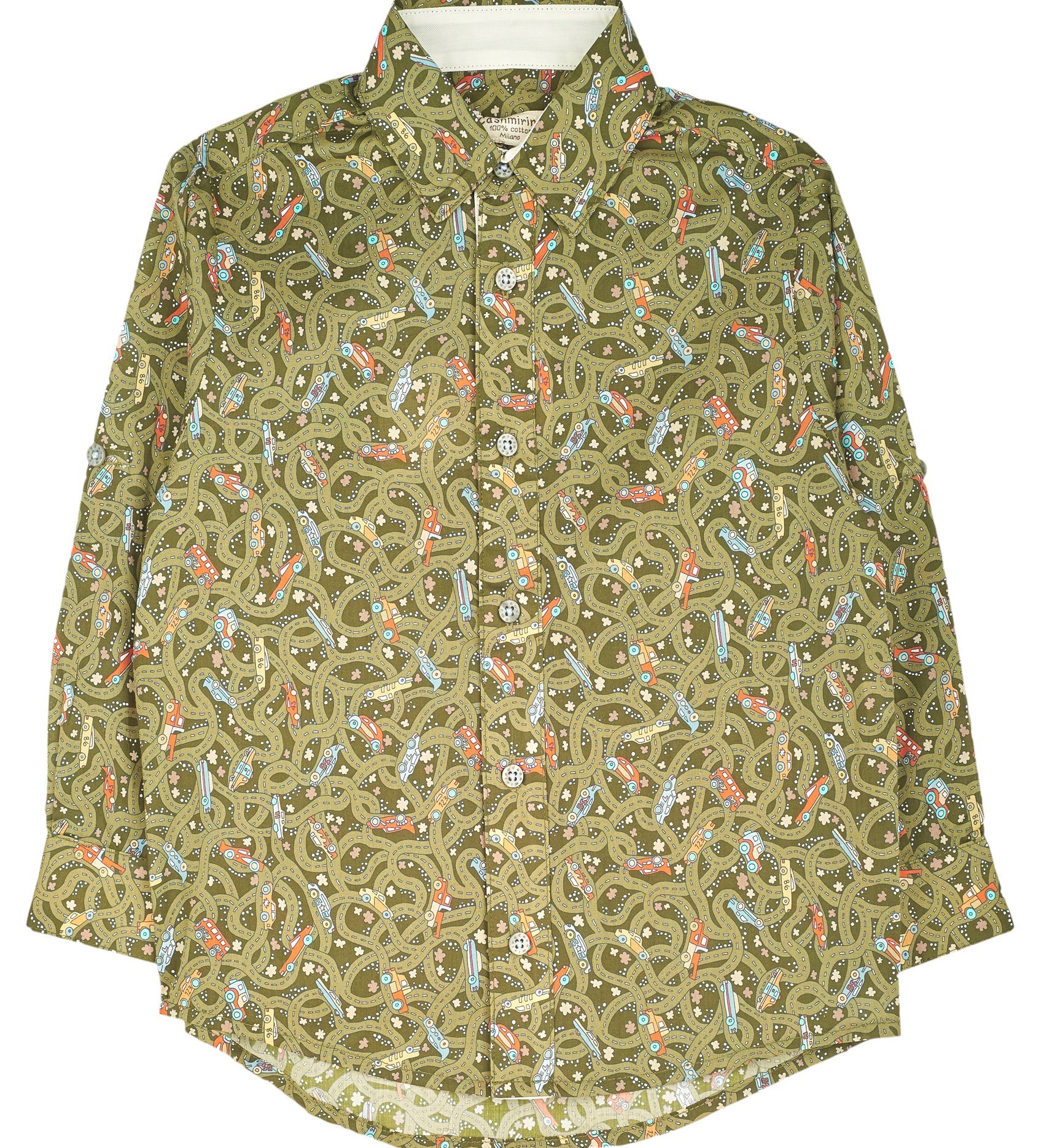 Boy - Oliver 100% Cotton Classic Collar Shirt With Travel Prints
