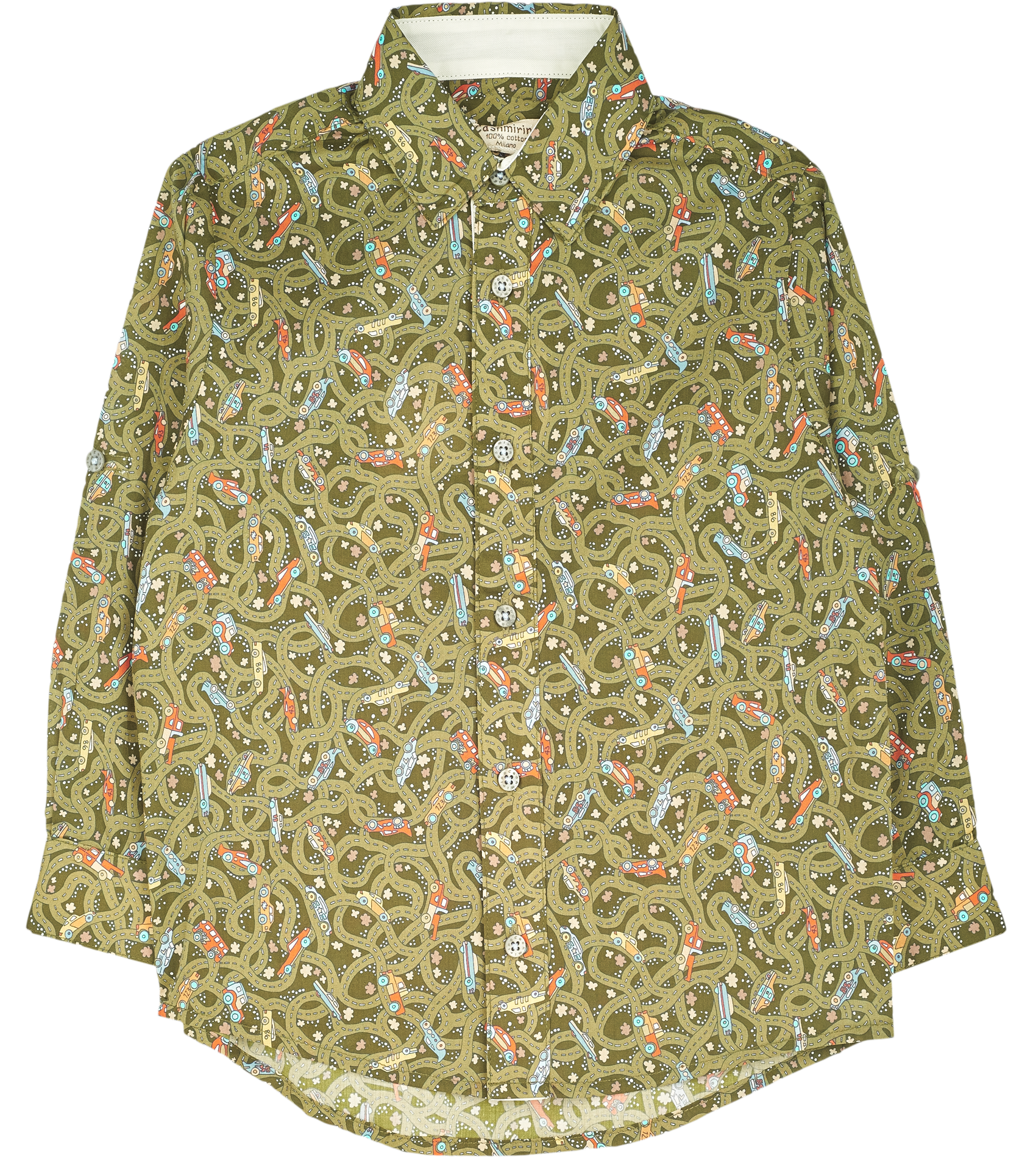 Boy - Oliver 100% Cotton Classic Collar Shirt With Travel Prints
