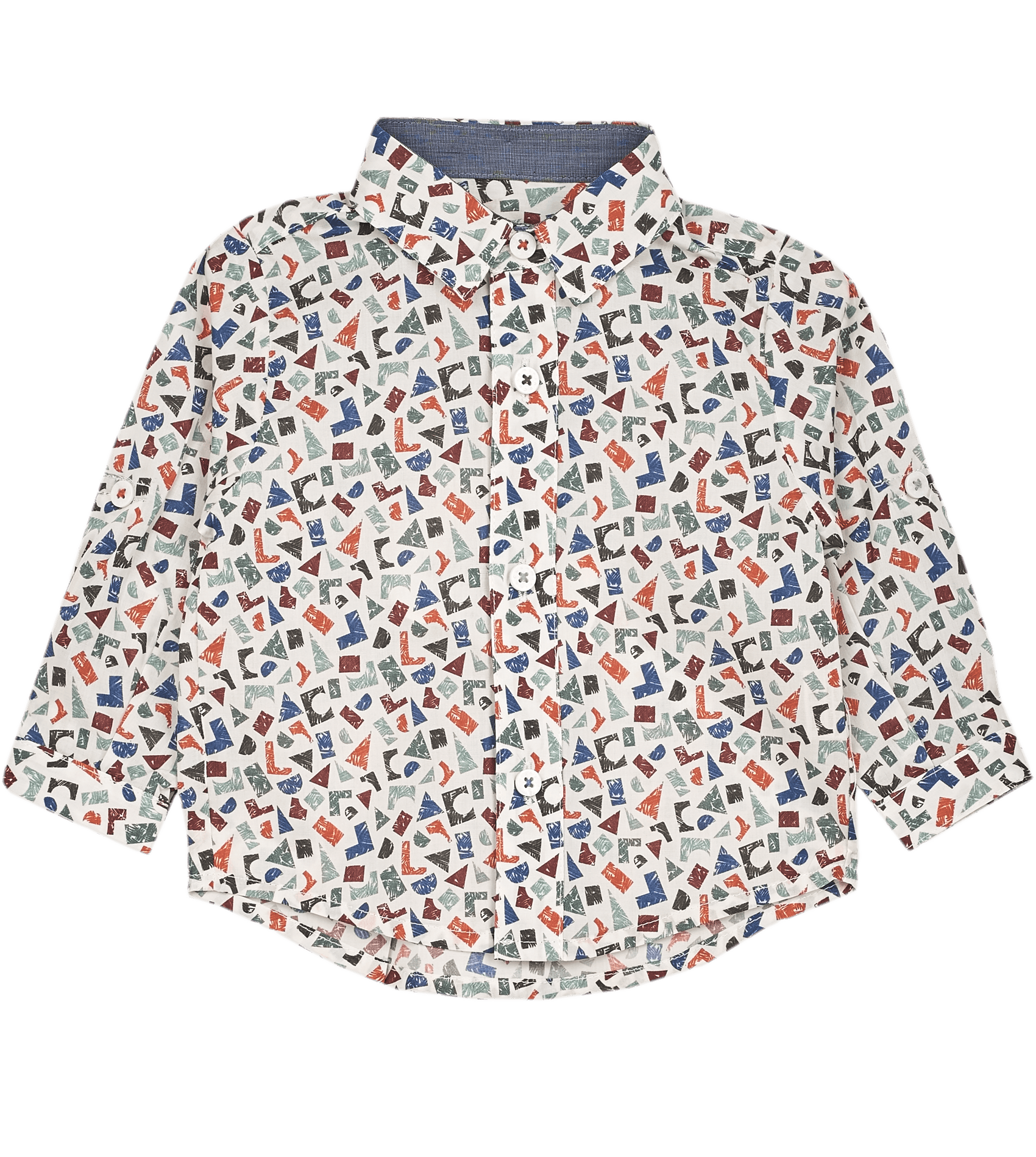Baby Boy - Oliver 100% Cotton Classic Shirt with Geometrical Pattern