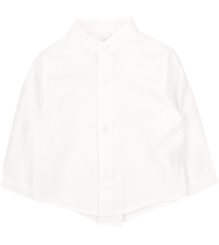 Baby Boy - Bruno 100% Cotton Grandad Shirt With Roll-Up Sleeves