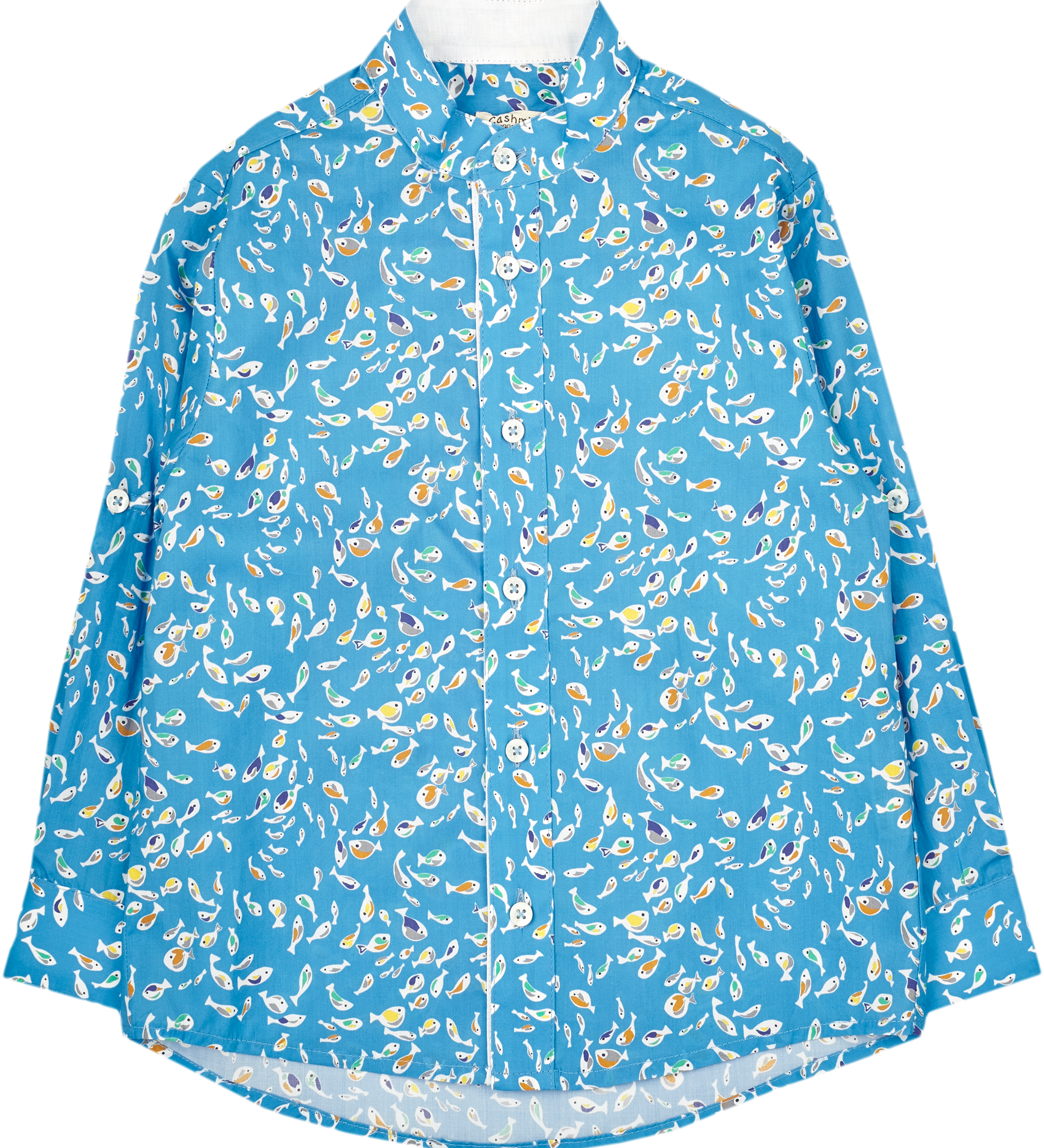 Boy - Mika 100% Cotton Grandad Collar Shirt With Internal Contrast