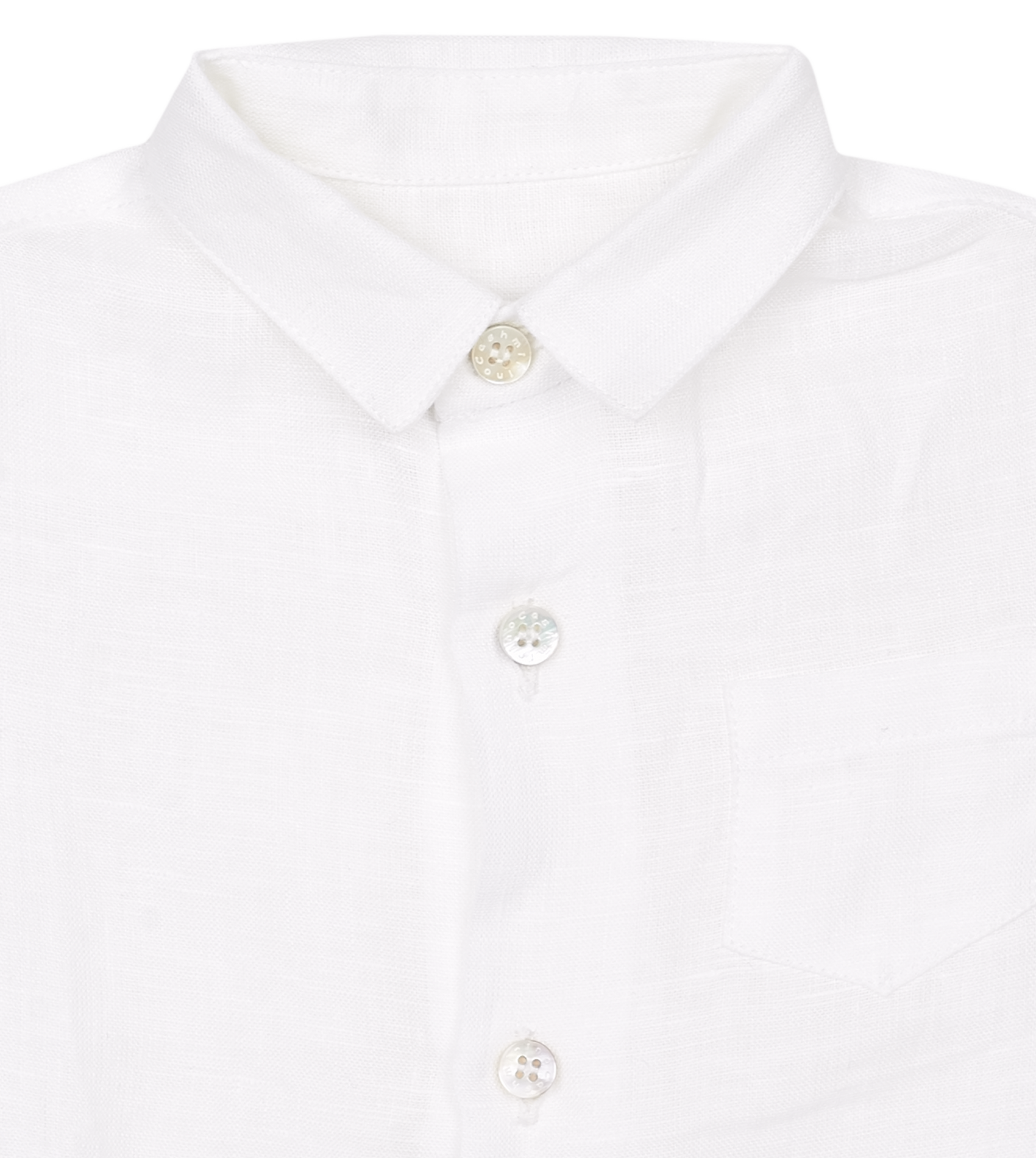 Baby Boy - Ivan 100% Linen Classic Collar Shirt With Pocket