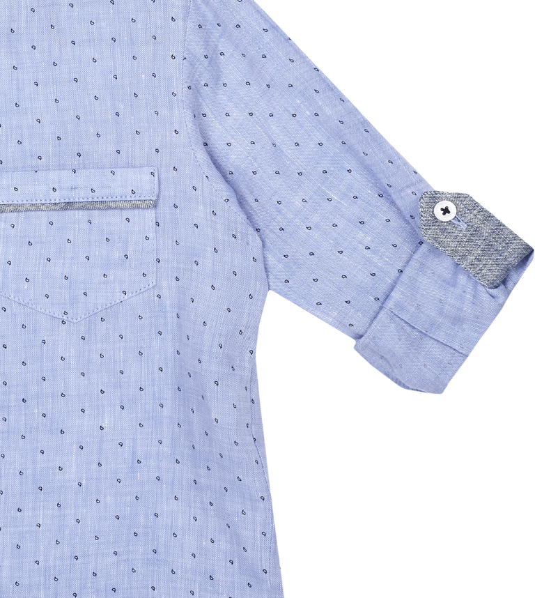 Boy 100 Linen Grandad Collar Shirt Cashmirino