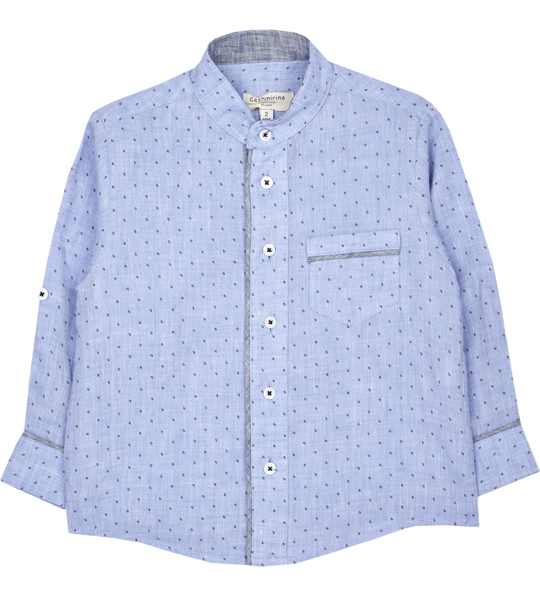Boy 100 Linen Grandad Collar Shirt Cashmirino