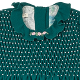 Baby Girl - Stella Hand Embroidered 100% Wool Dress with Smocked Panel