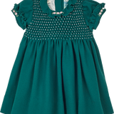 Girl - Stella Hand Embroidered 100% Wool Dress with Smocked Panel
