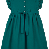 Girl - Stella Hand Embroidered 100% Wool Dress with Smocked Panel