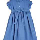 Girl - Stella Hand Embroidered 100% Wool Dress with Smocked Panel