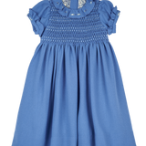 Girl - Stella Hand Embroidered 100% Wool Dress with Smocked Panel