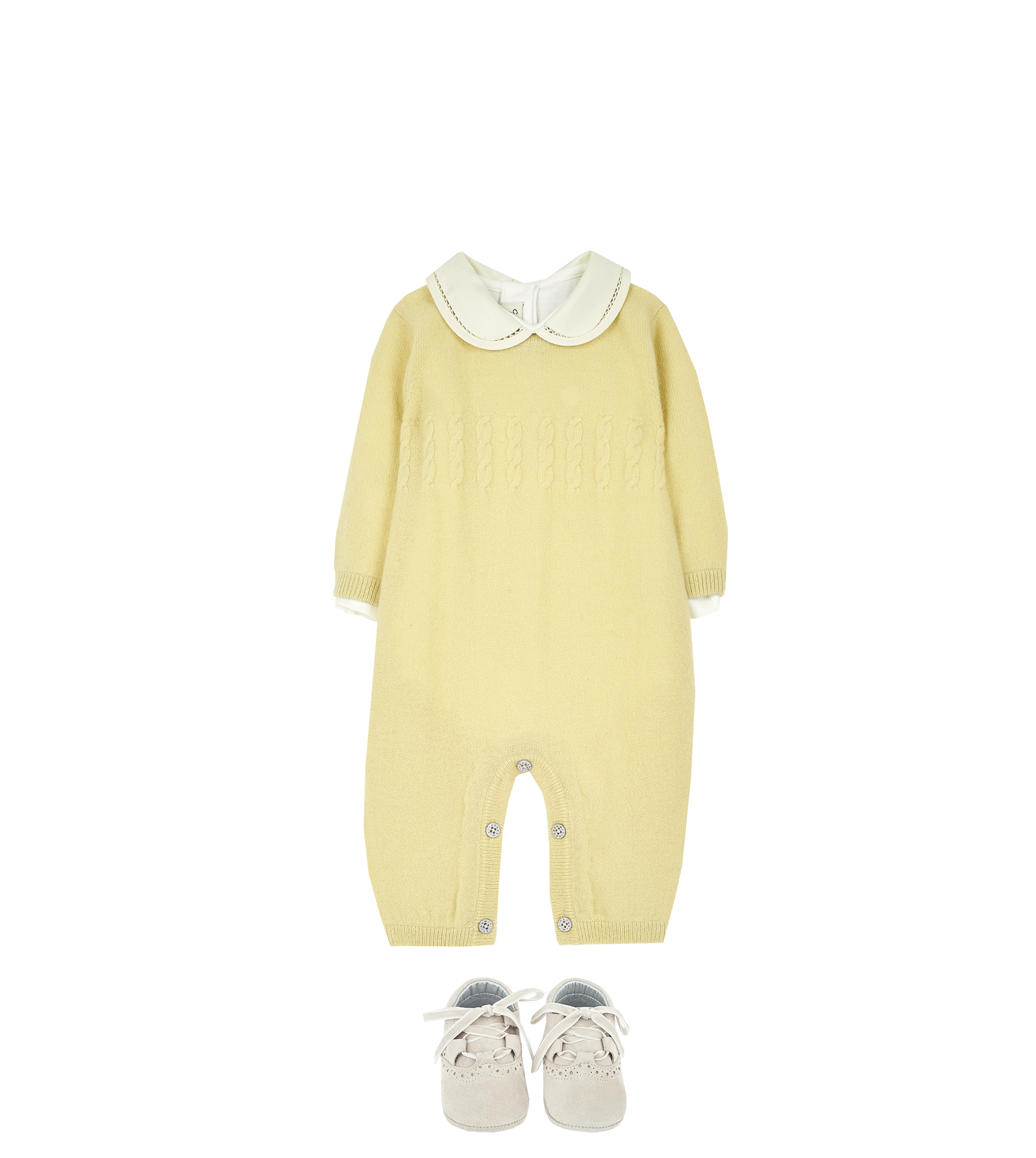 Baby Unisex - Drew 100% Cashmere Romper With Cable Knit Panel