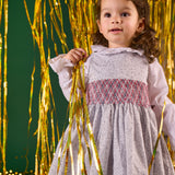 Girl - Cristina Hand Embroidered 100% Cotton Smocked Knee Length Dress