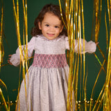 Girl - Cristina Hand Embroidered 100% Cotton Smocked Knee Length Dress
