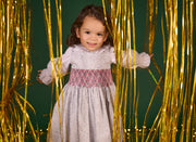 Girl - Cristina Hand Embroidered 100% Cotton Smocked Knee Length Dress